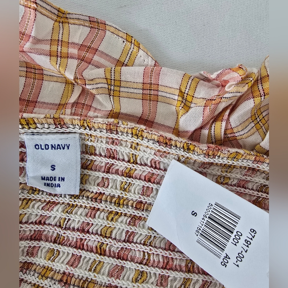 NWT Old Navy Plaid Brown Sleeveless Top Size Small - Picture 4 of 5